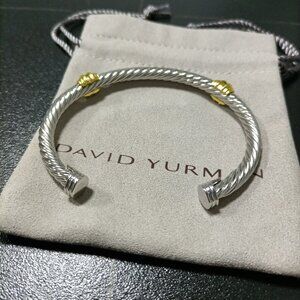 David Yurman Silver Bracelet with Prasiolite and 14k Yellow Gold,5mm